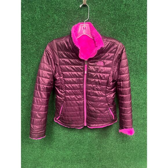 Pink North Face Reversible YOUTH Jacket Sz 14 (See Measurements)